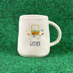 Rae Dunn Artisan Collection Gather Easter Egg Motif White Ceramic Coffee Tea Mug